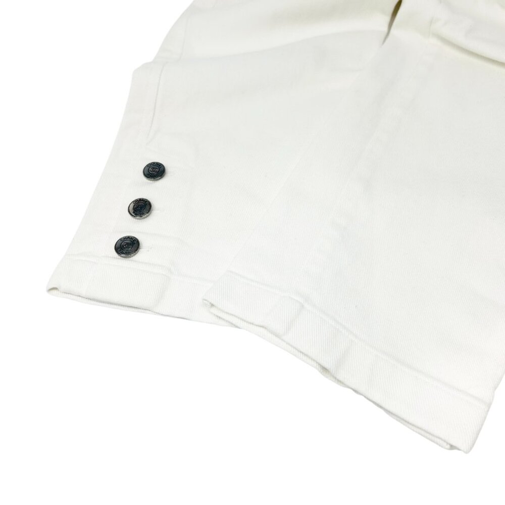 CHANEL Vintage 97C CC Logo Denim Pants #38 White Silver Cotton Stitch [105646] - Picture 8 of 13